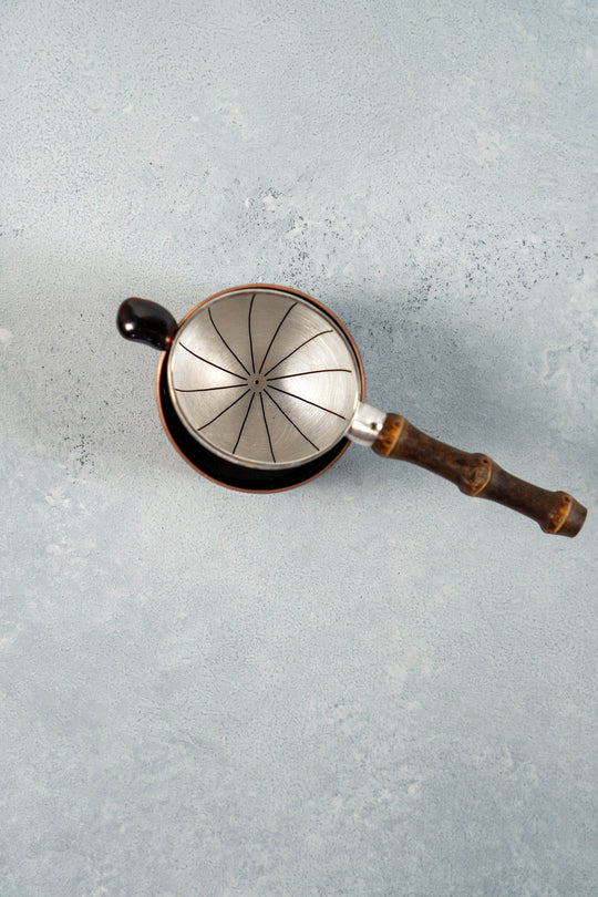 Handmade Silver Tea Strainer with Black Bamboo Handle