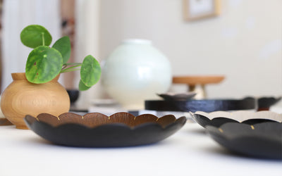 Otchil Flower Plate - Dark Brown