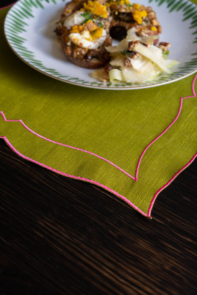 Coated Linen - Parentesi Rectangular (Sage/ Fuchsia)