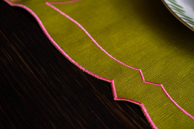 Coated Linen - Parentesi Rectangular (Sage/ Fuchsia)