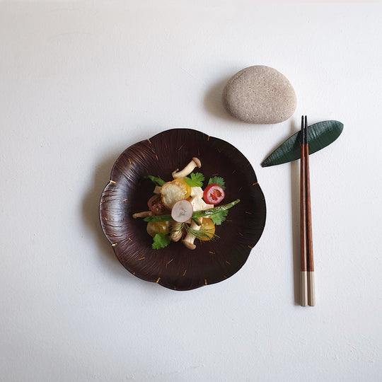 Otchil Flower Plate - Dark Brown