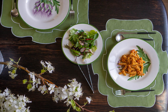 Coated Linen- Parentesi (Green/ White)