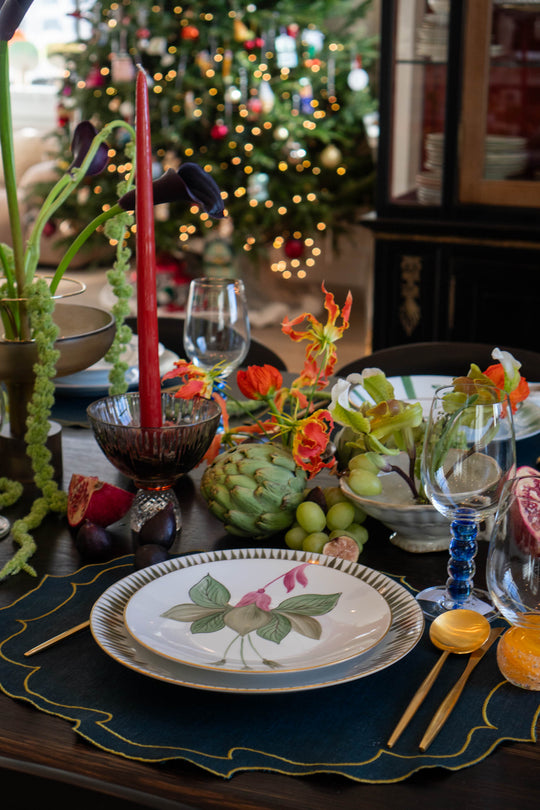 Coated Linen- Parentesi Oval (Dark Green / Gold)