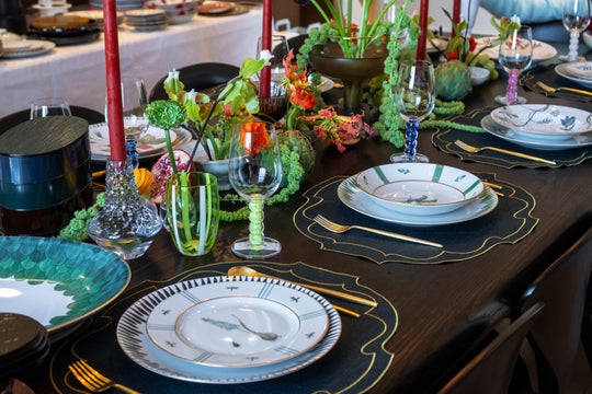 Coated Linen- Parentesi Oval (Dark Green / Gold)