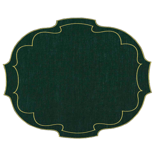 Coated Linen- Parentesi Oval (Dark Green / Gold)