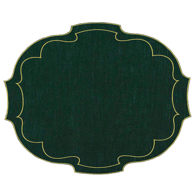 Coated Linen- Parentesi Oval (Dark Green / Gold)