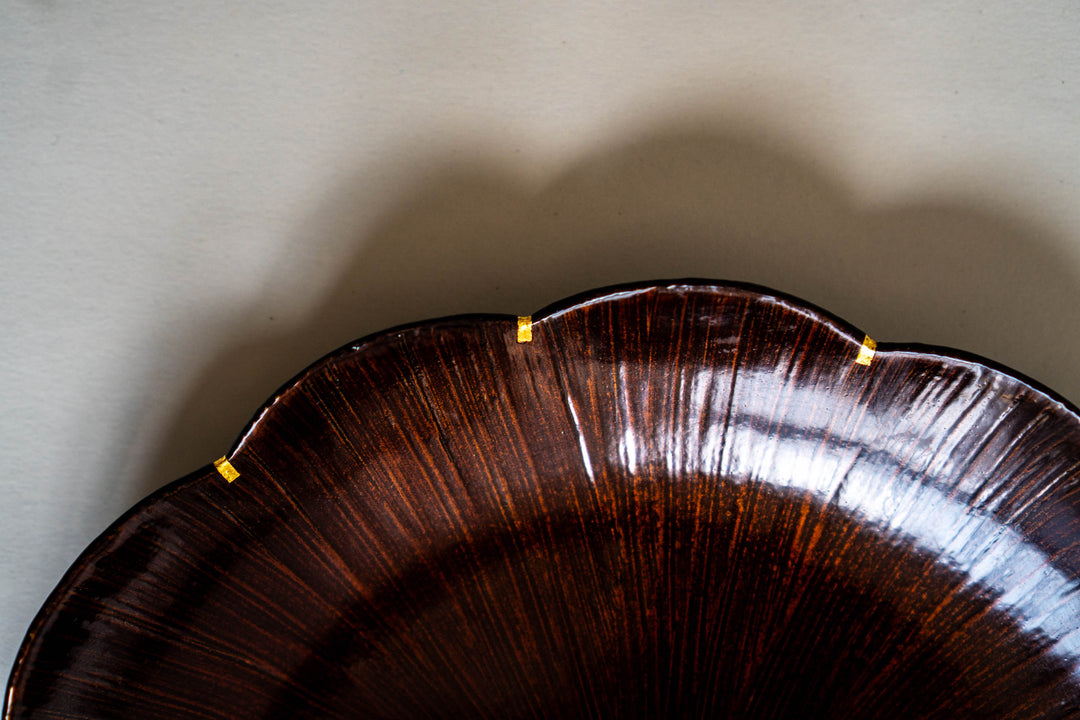 Otchil Flower Plate - Dark Brown