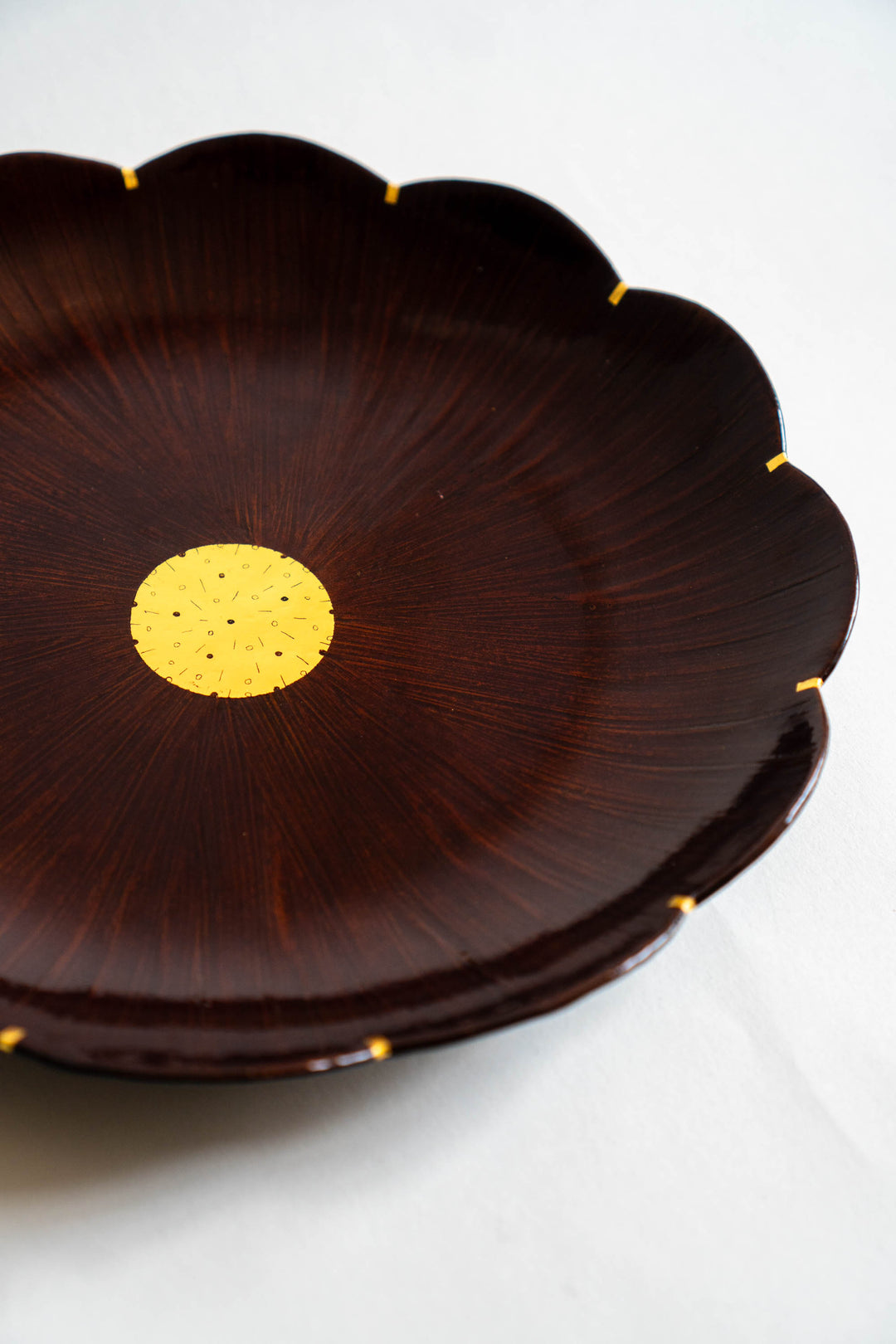Otchil Flower Plate - Dark Brown