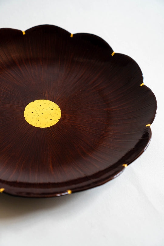 Otchil Flower Plate - Dark Brown