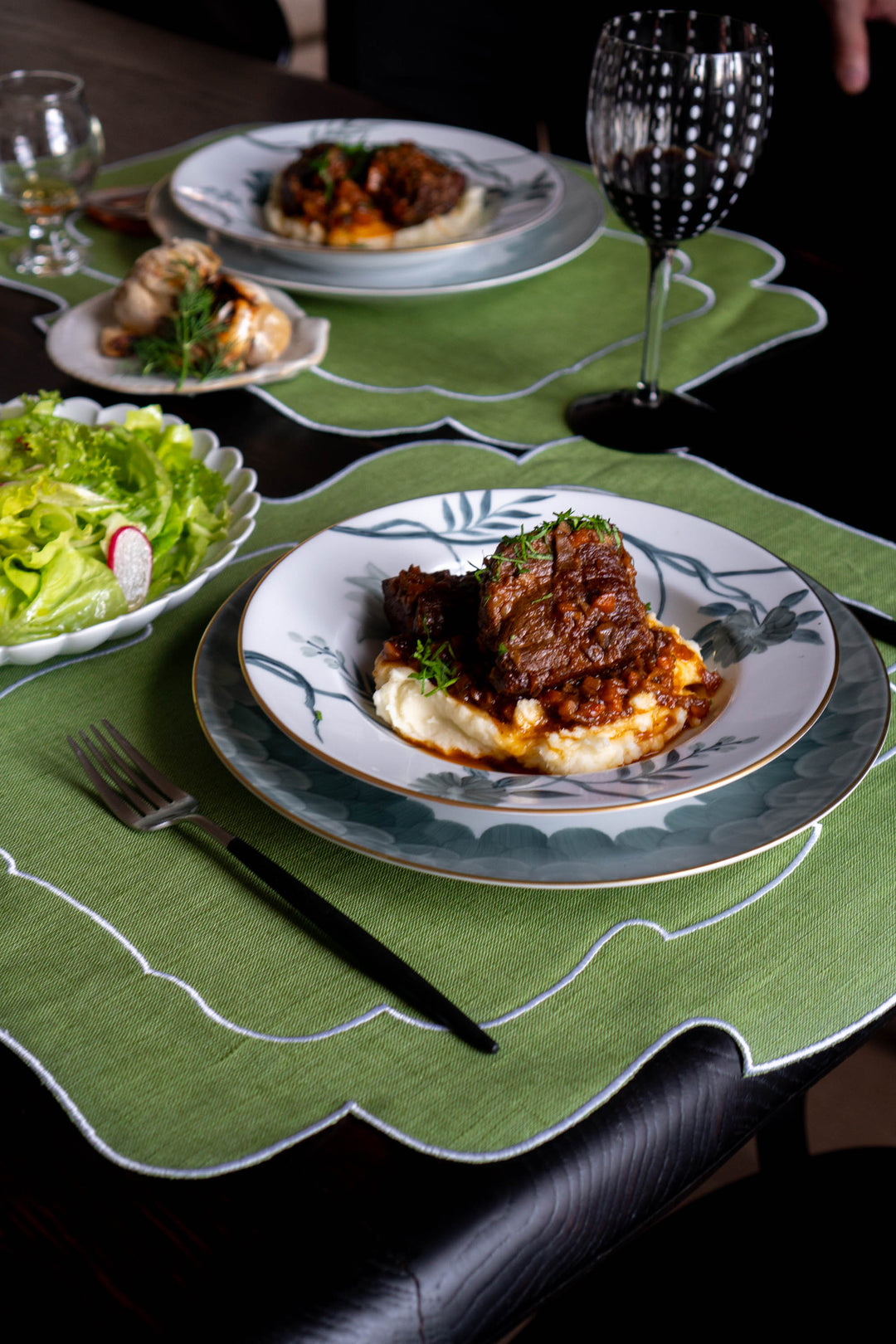 Coated Linen- Parentesi (Green/ White)