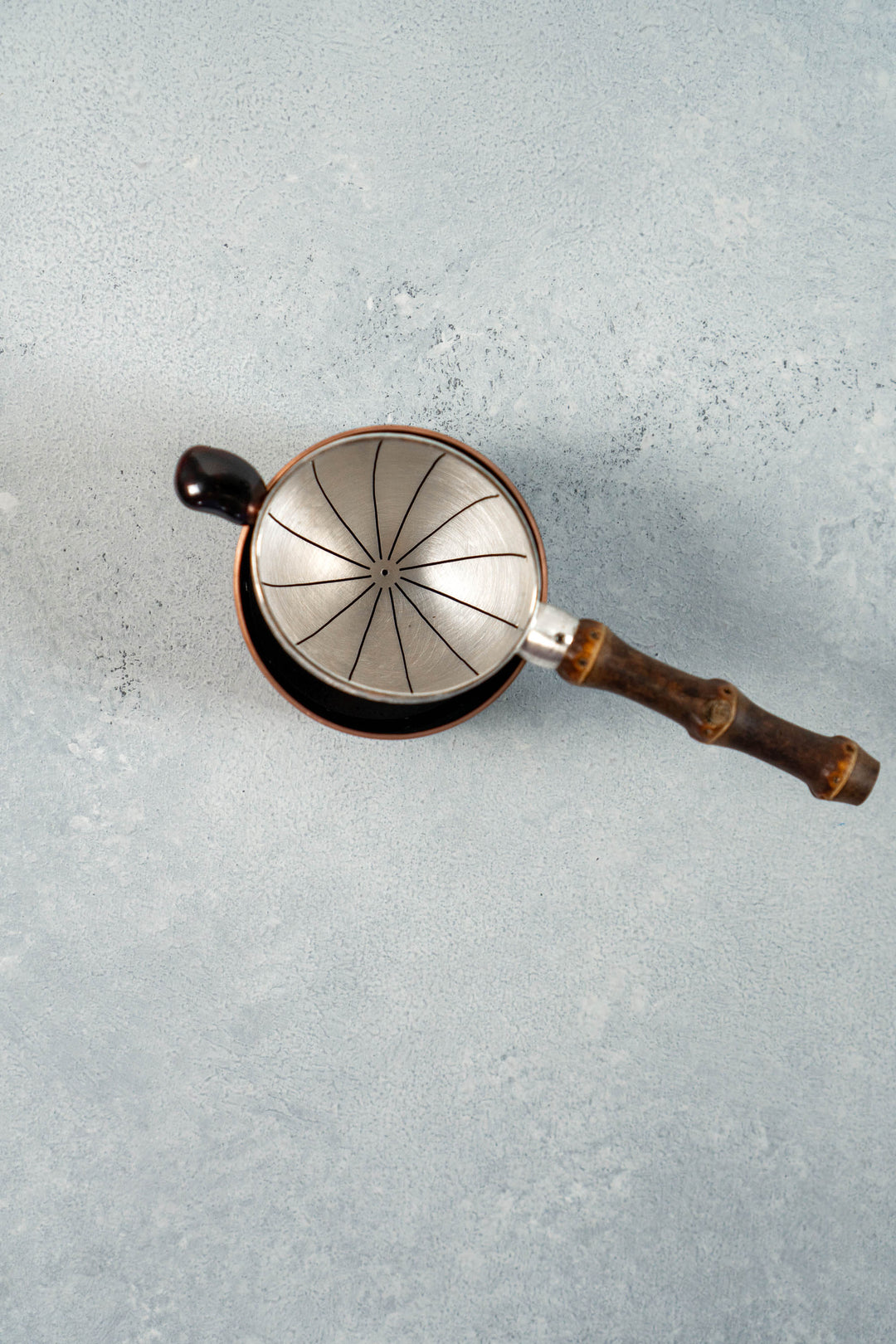 Handmade Silver Tea Strainer with Black Bamboo Handle