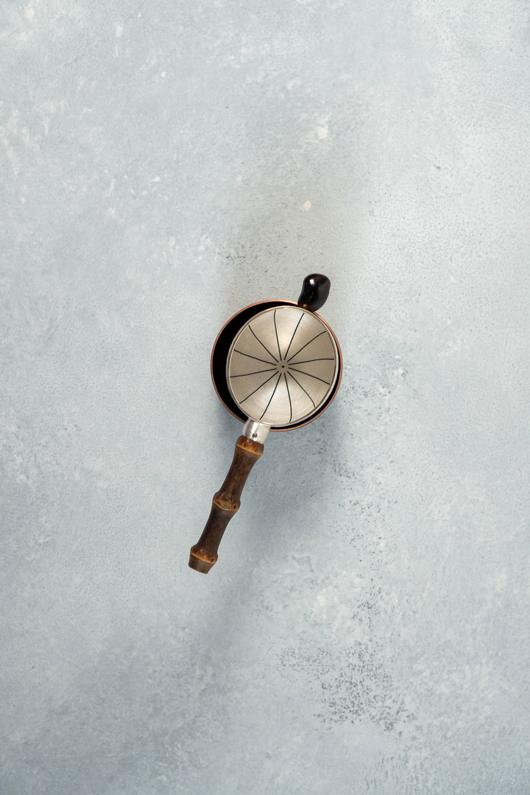 Handmade Silver Tea Strainer with Black Bamboo Handle