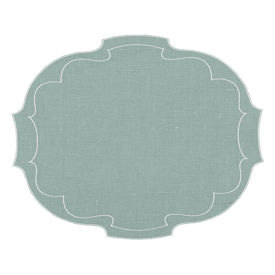 Coated Linen - Parentesi Oval (Blue Lagoon / White)