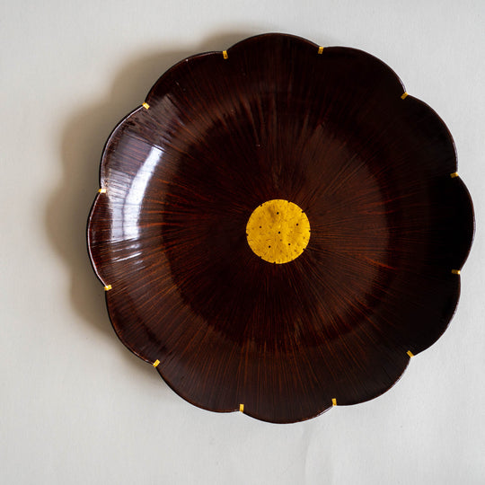 Otchil Flower Plate - Dark Brown
