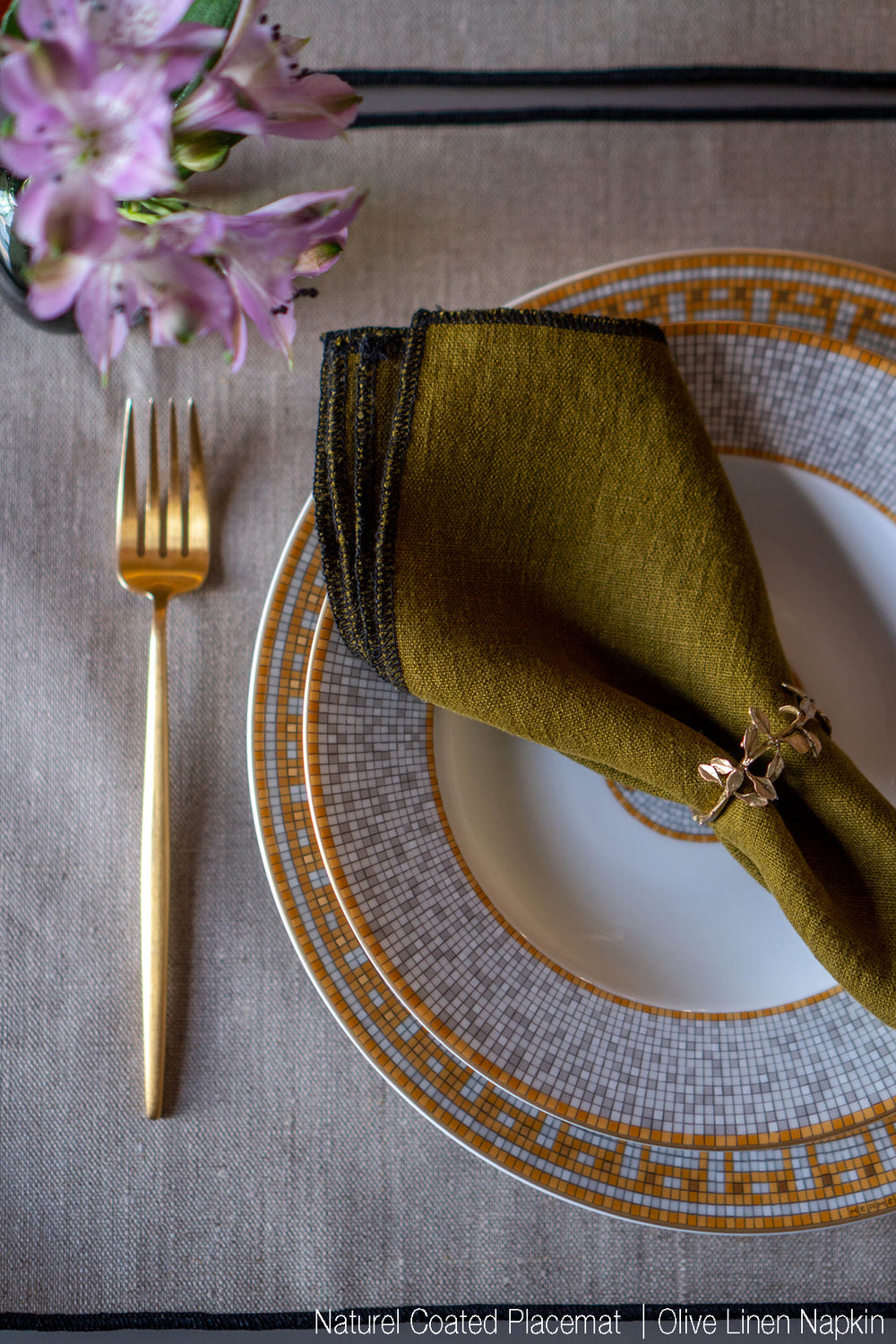 Linen Napkins With Black Edge