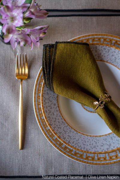 Linen Napkins With Black Edge