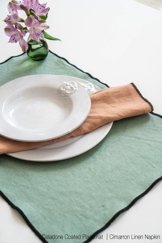 Linen Napkins With Black Edge