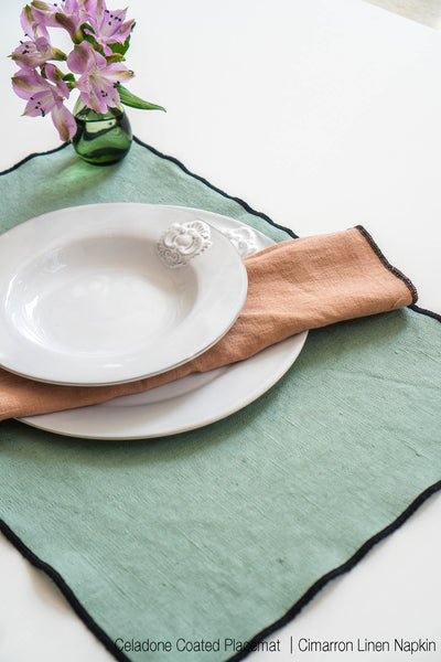 Linen Napkins With Black Edge
