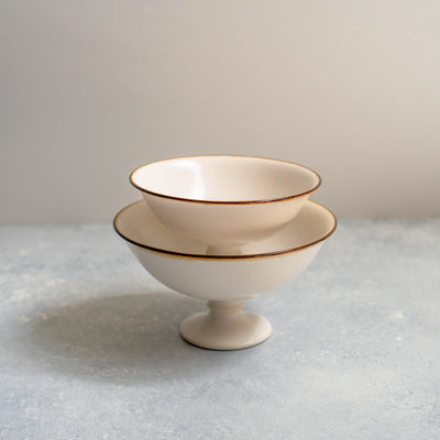 Jicon Yogurt & Dessert Cups - White (Plain, Brown Rim)