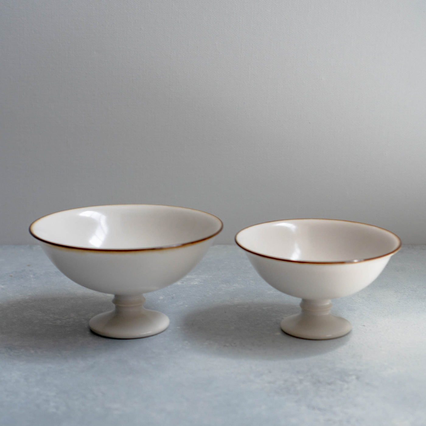 Jicon Yogurt & Dessert Cups - White (Plain, Brown Rim)
