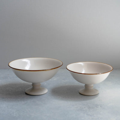 Jicon Yogurt & Dessert Cups - White (Plain, Brown Rim)