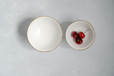 Jicon Yogurt & Dessert Cups - White (Plain, Brown Rim)