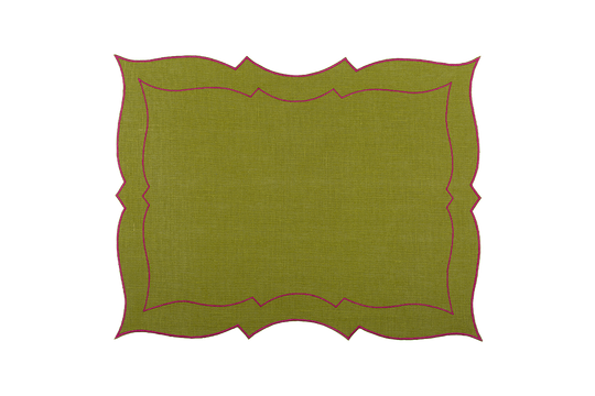 Coated Linen - Parentesi Rectangular (Sage/ Fuchsia)
