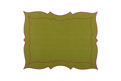 Coated Linen - Parentesi Rectangular (Sage/ Fuchsia)